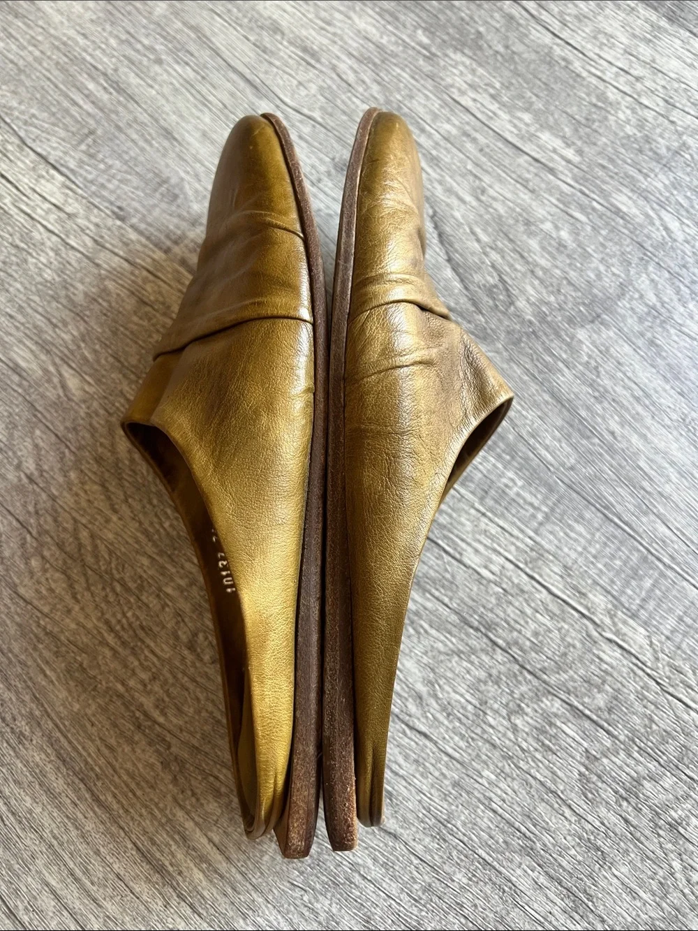 Shoto Italy Handmade Ruched Soft Leather Mules Ochre Tan Size EU 36